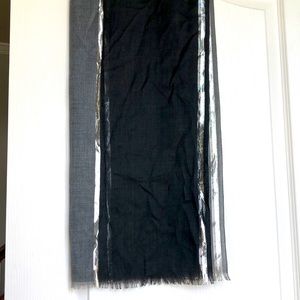 Charming Charlie Grey/black/silver scarf. 74” x 22”. NWOT.
